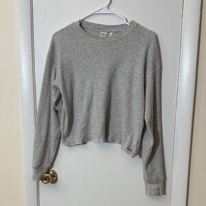 aritzia TNA grey waffle long sleeve
